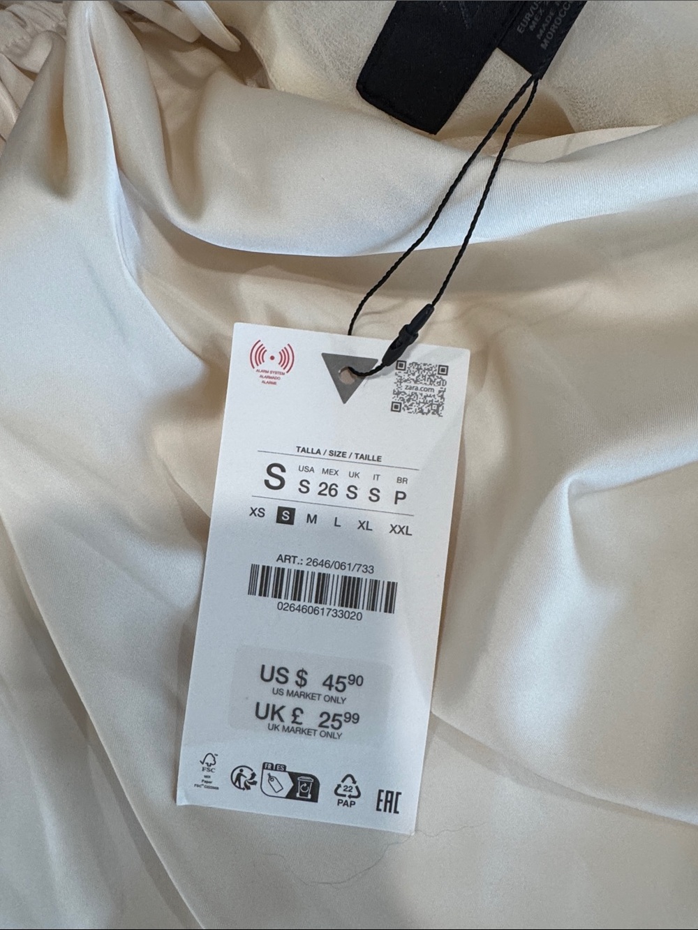 zara Cream Bubble Hem Women's top - Picture 6 of 6